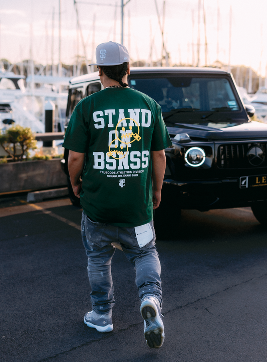 "STAND ON BSSNSS" Green Tee